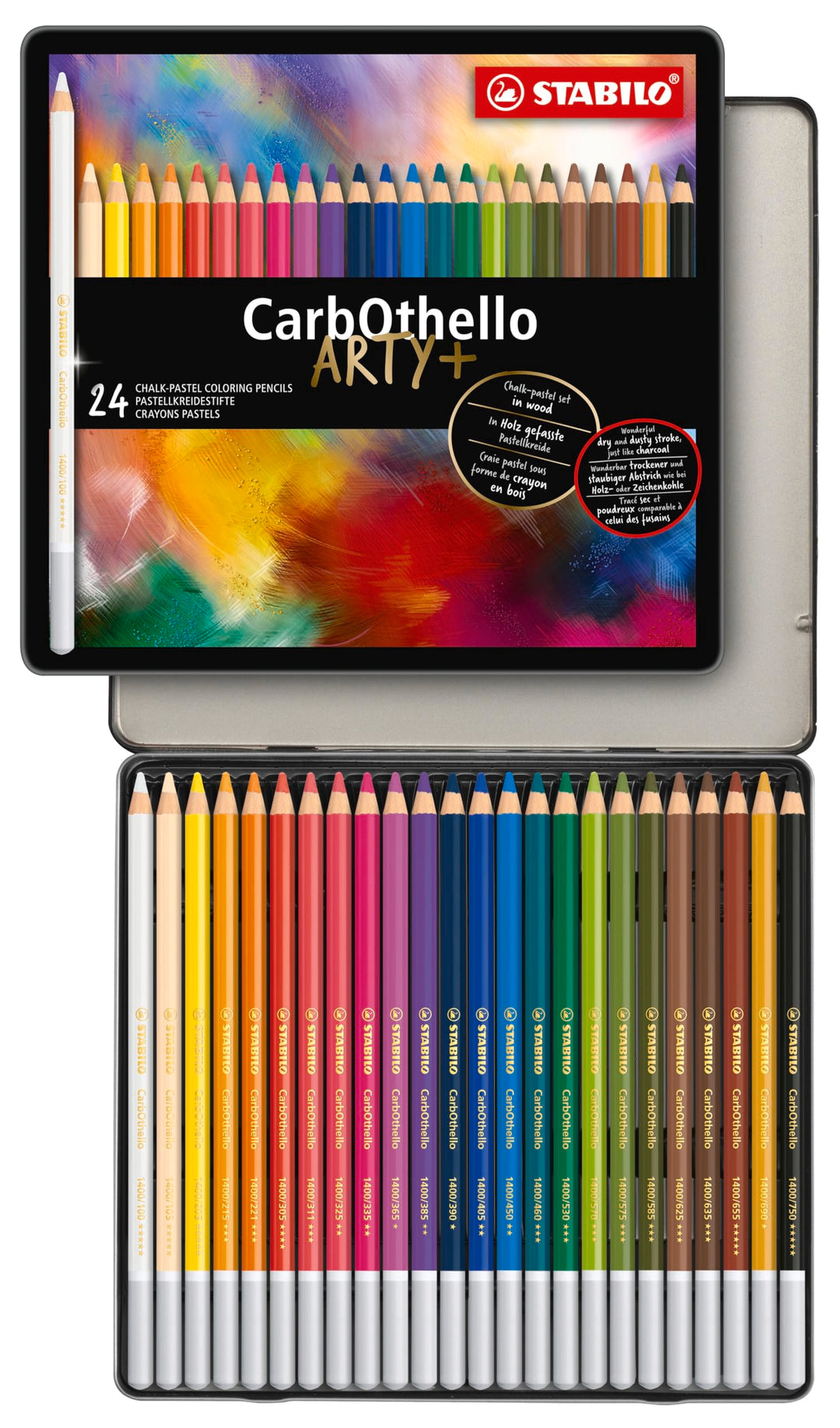 Pastellkreidestift - STABILO CarbOthello - ARTY+ - 24er Metalletui - mit 24 verschiedenen Farben 24e