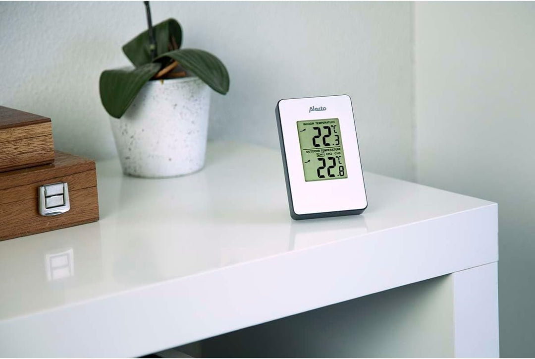 Alecto WS-1050 Wetterstation mit kabellosem Aussensenor - grosses Display - 30m Reichweite - Sensor