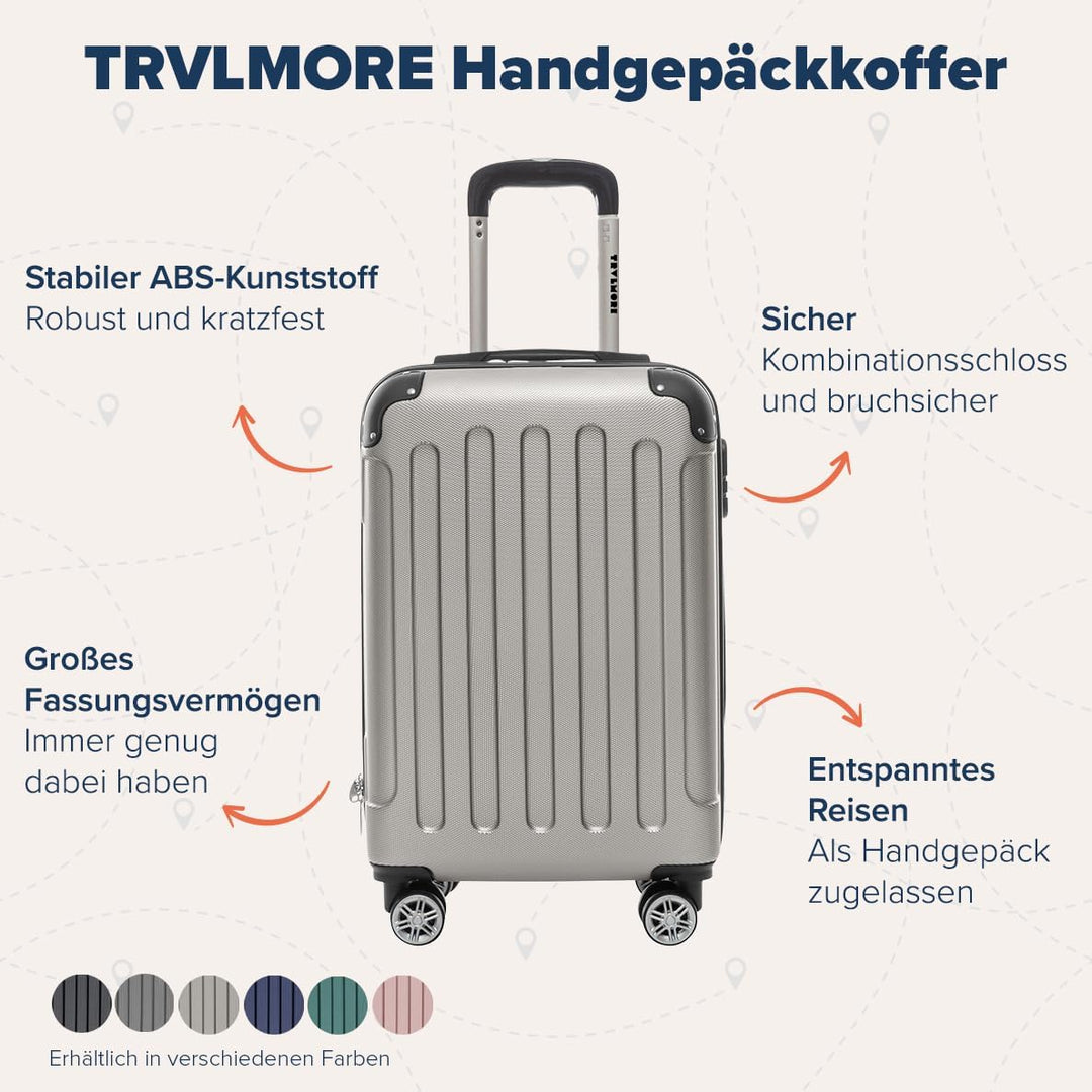 TRVLMORE Handgepäck Koffer 55x40x20cm, Koffer & Trolleys, Reisekoffer mit Rollen, Handgepäck Trolley