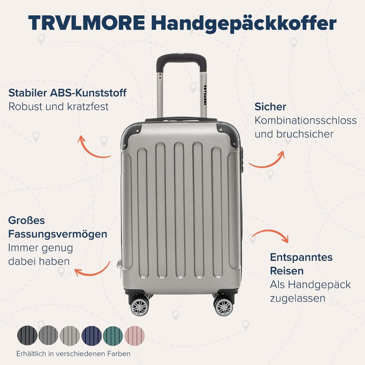 TRVLMORE Handgepäck Koffer 55x40x20cm, Koffer & Trolleys, Reisekoffer mit Rollen, Handgepäck Trolley