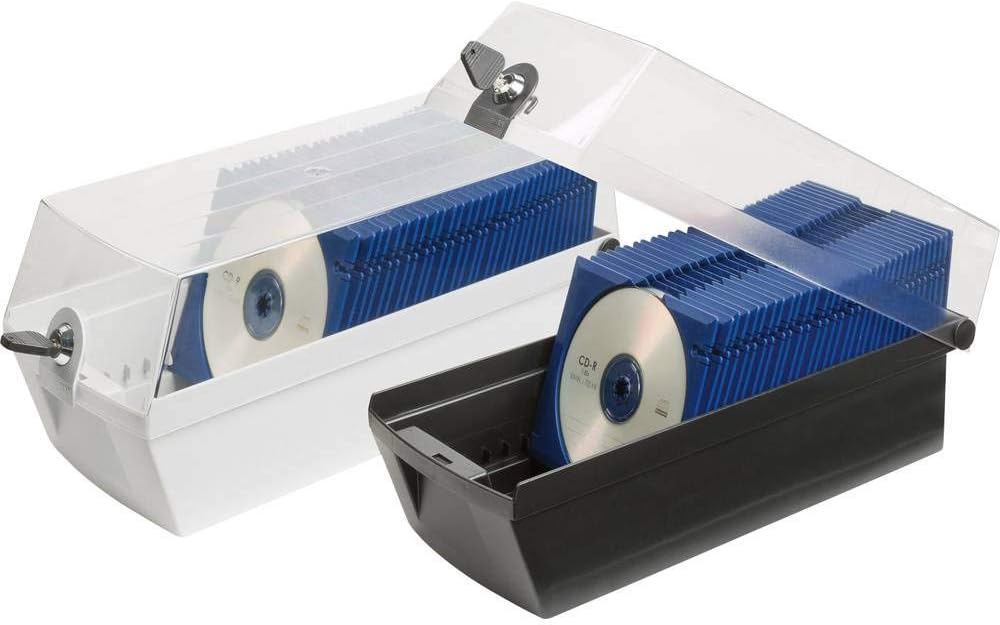 HAN 9260-13, CD-Box MÄX 60, Profibox für 60 CD/DVDs, Sicher mit Schloss und 2 MÄX Trays, schwarz Sch