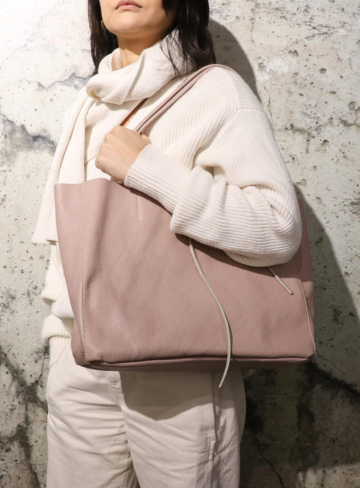 SH Leder ® Damen Echt Rindleder Shopper in Querformat mit Innentasche in vielen Farben Schultertasch