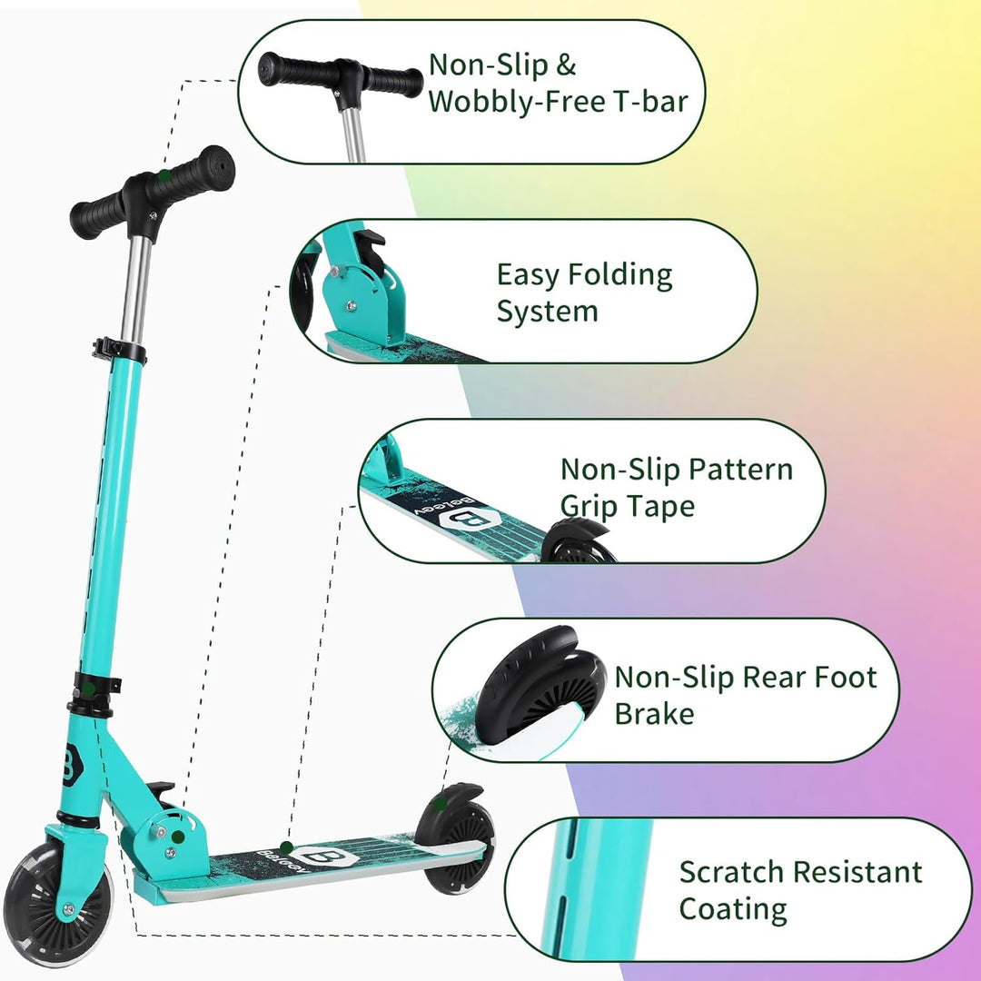 BELEEV V2 Roller Kinder Scooter 6 Jahre, Upgrade mit LED leuchtenden Rädern, Lenksäule und Deck, Höh