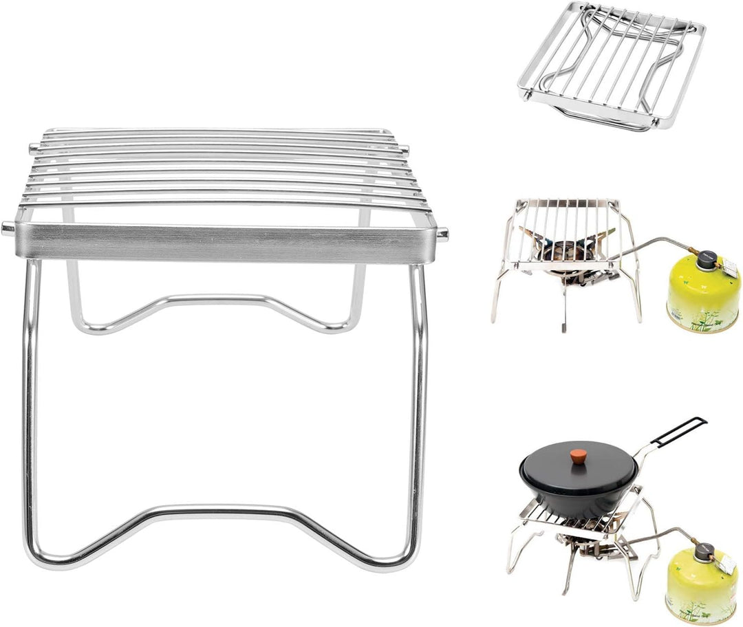 Klappbarer Grillgitter, Tragbarer Lagerfeuer Grill mit Aufbewahrungstasche, 16x16cm Edelstahl Holzko