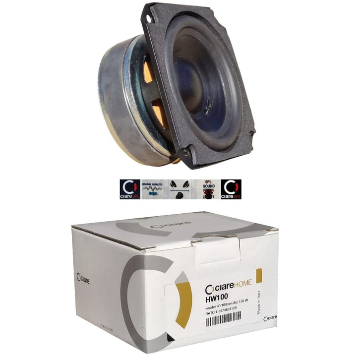 1 WOOFER CIARE HW100 HW 100 quadratischer Lautsprecher 10,00 cm 100 mm 4" 50 watt rms und 150 watt m