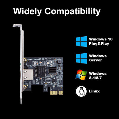 10Gtek® 2500/1000/100Mbps NIC PCIe Netzwerkadapter PCIe Gigabit Ethernet Karte, Single RJ-45 Port, m