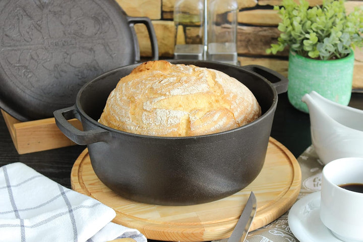 4 L Kochtopf aus Gusseisen mit Deckel-Bratpfanne 2in1 Set - Induktion Bräter Brottopf Suppentopf Bra