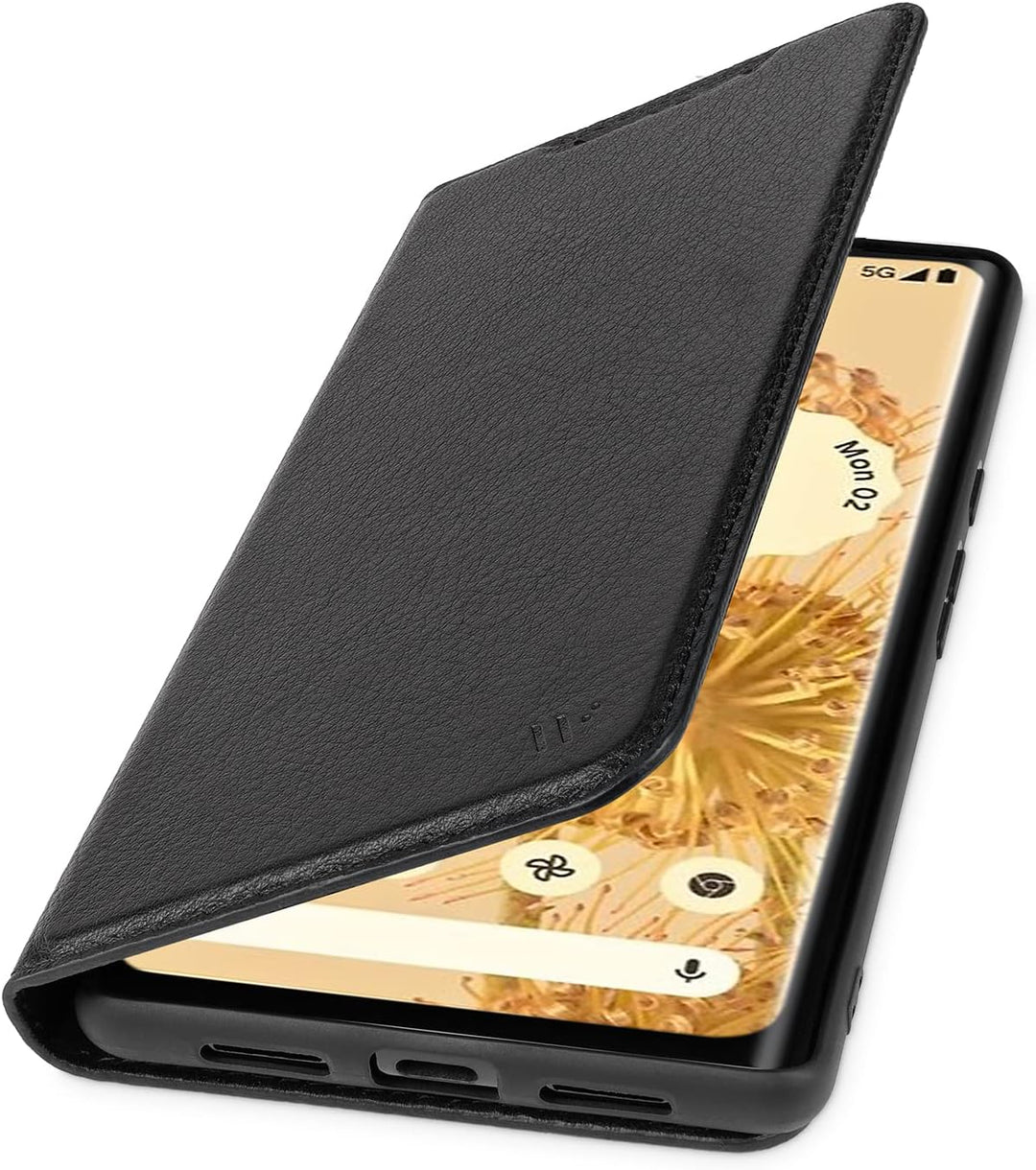 WIIUKA Hülle für Google Pixel 7, Leder aus Deutschland, mit Kartenfach, extra Dünn, Handyhülle mit S