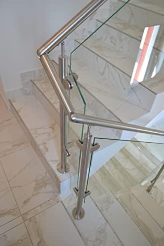 Sellon24® Glashalter 4 Stück Edelstahl Glasklemmen Klemmhalter für Geländer Balkon Rund V2A 40 x 50