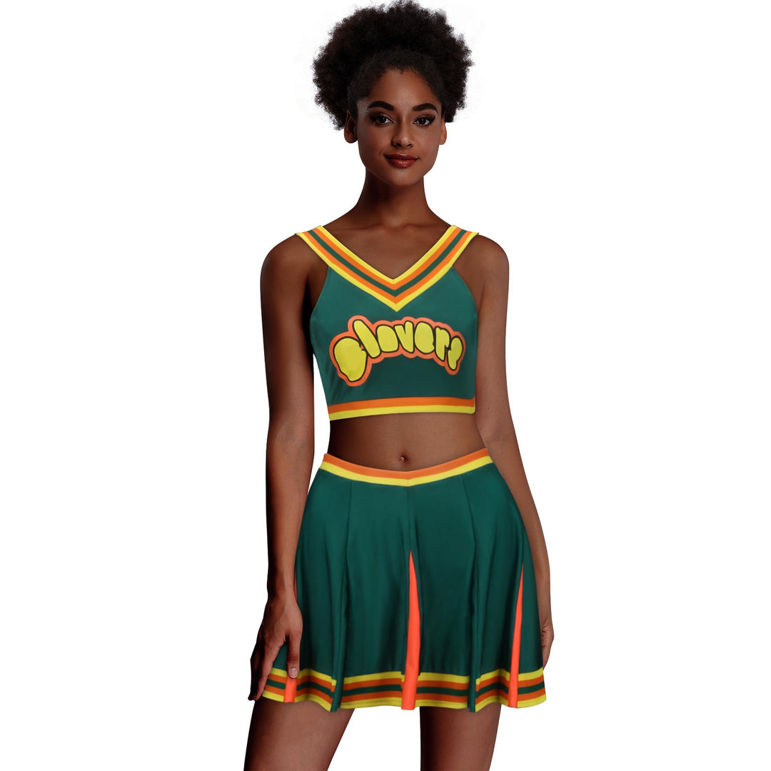 Cheerleader Uniform Grün Oberteil Minirock Cheerleading Kostüm Cheer Captain Film Cosplay Outfit für