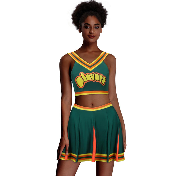 Cheerleader Uniform Grün Oberteil Minirock Cheerleading Kostüm Cheer Captain Film Cosplay Outfit für
