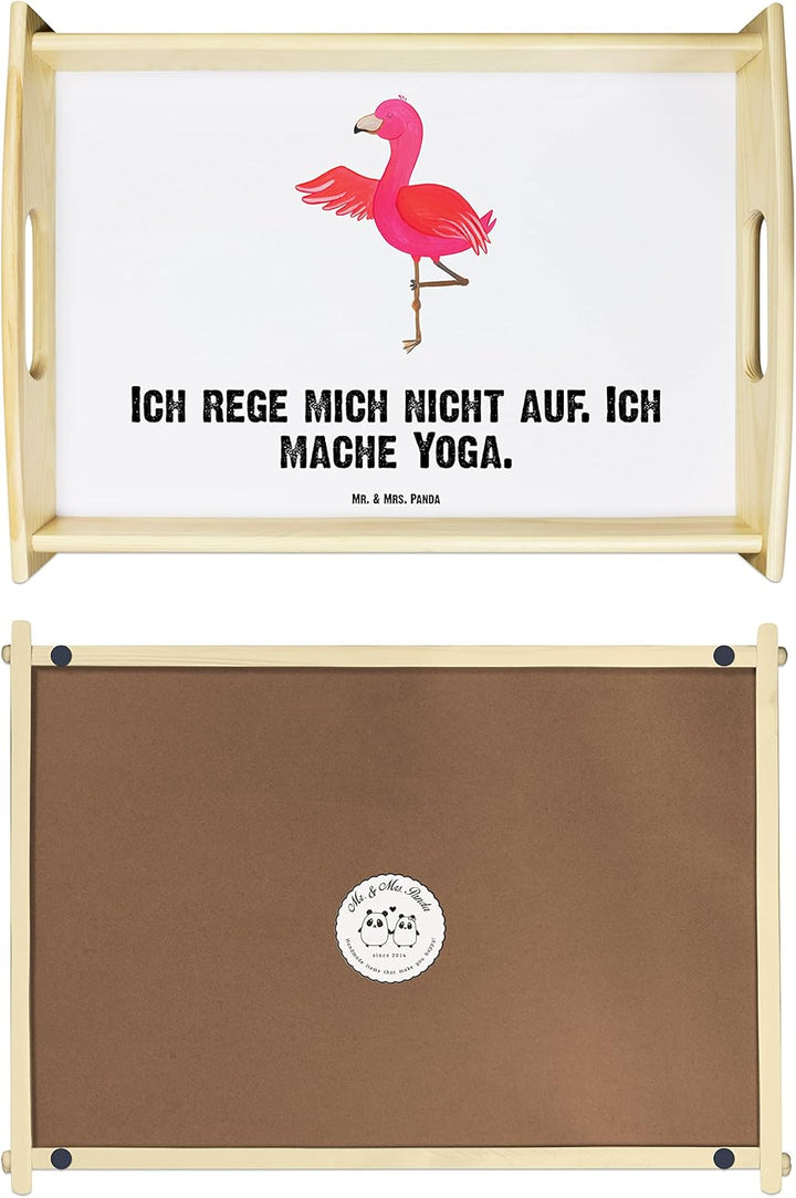 Mr. & Mrs. Panda Bett-Tablett Flamingo Yoga - Geschenk, Serviertablett, Achtsamkeit, Entspannung, Ro