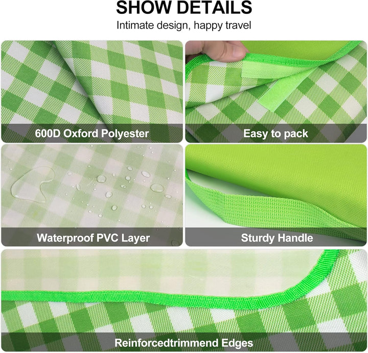 reakoo Picknickdecke 200x300 cm, Picnic Blanket XXL Wasserdicht Stranddecke, Picknick Decke mit Trag