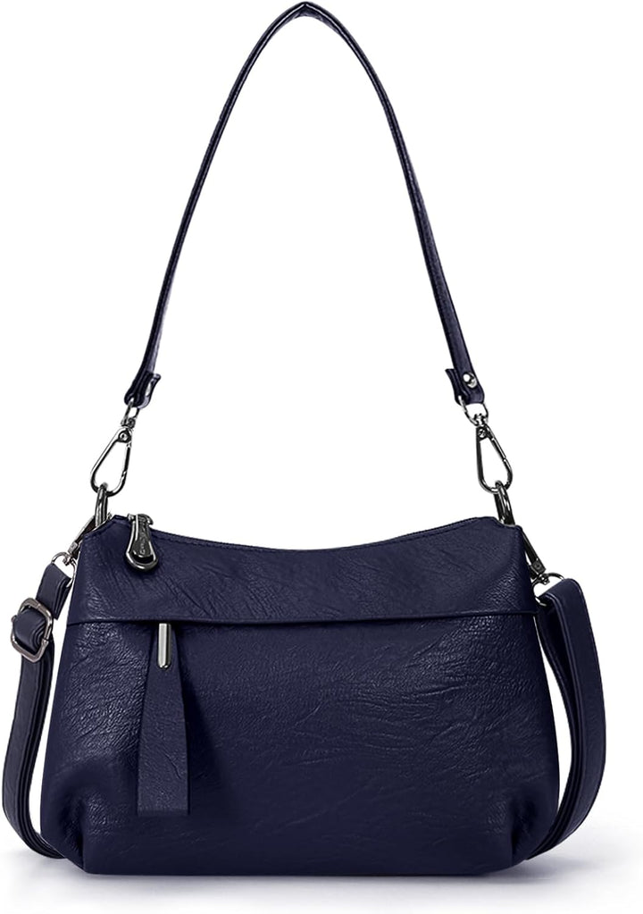 HUA ANGEL Mittelgross Handtasche Damen UmhäNgetasche Echt Leder Mit Mehreren Fächer Für Handy Und Po