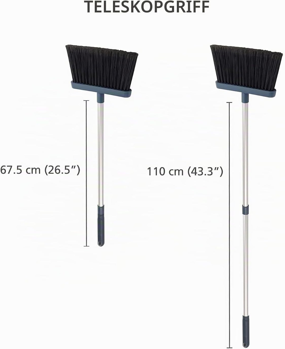 Joseph Joseph CleanStore Wandmontierter, Besen mit langem verstellbar Stiel und Besenabdeckung, Bode
