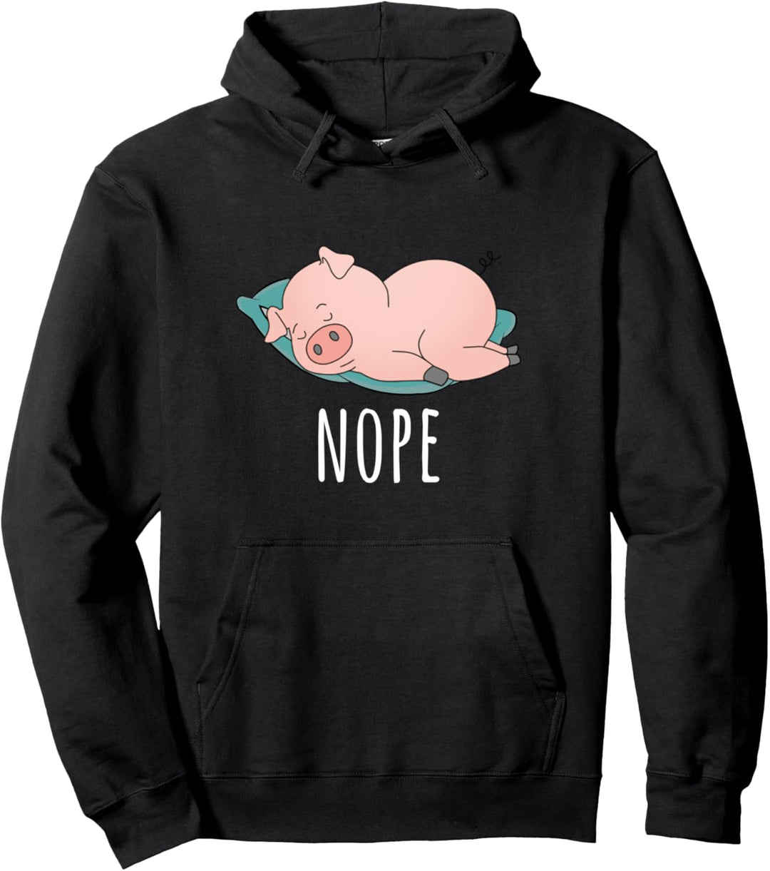 Lustige faule schlafende Schwein-Karikaturzeichnung Pullover Hoodie