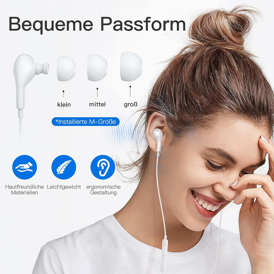 iPhone Kopfhörer mit Kabel - Lightning Kopfhörer mit Kabel In Ear Kopfhörer Lighting Anschluss Mikro