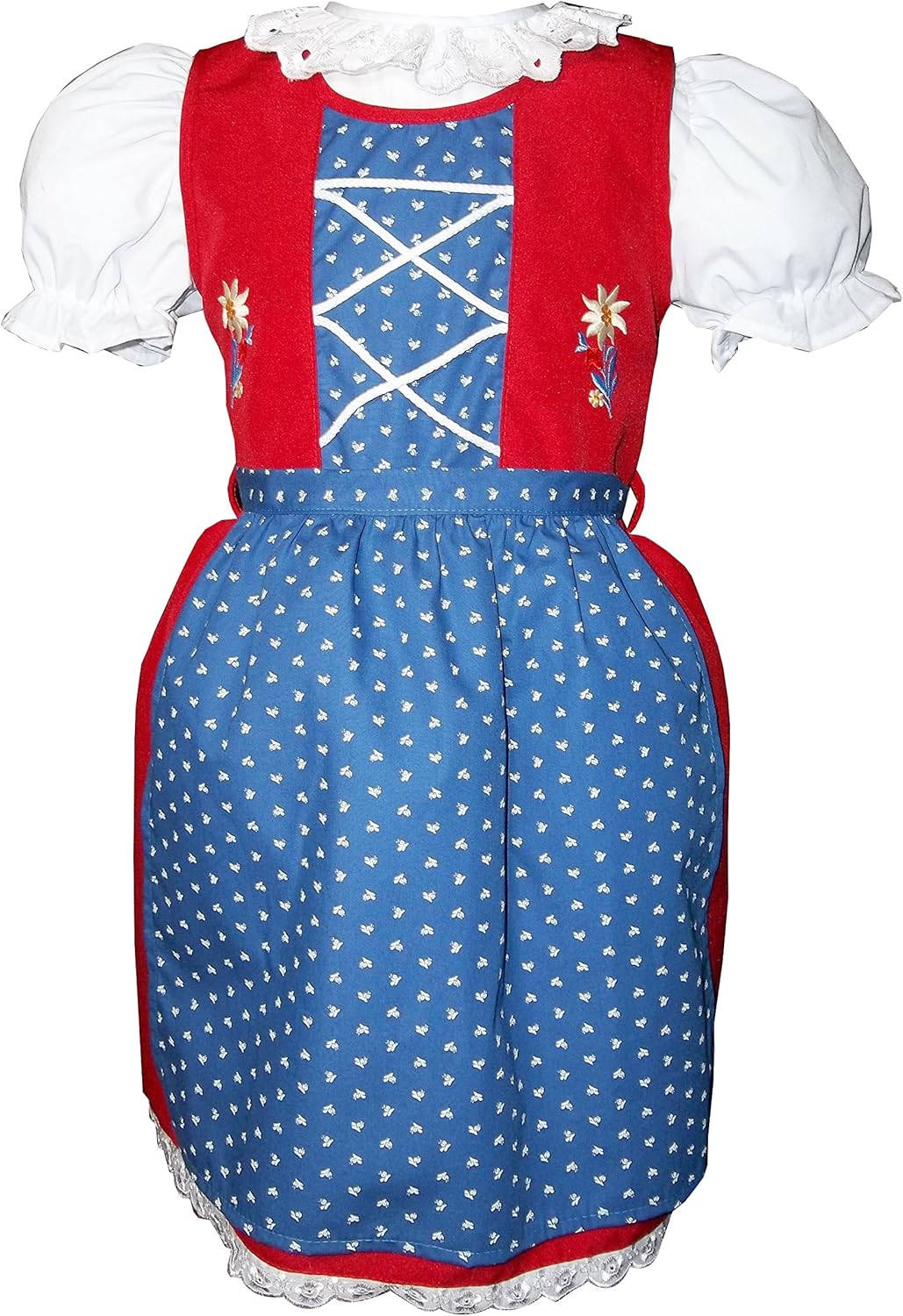 Schrammel Blumenrankerl Schürze Festliches Kinderdirndl Edelstickerei 74-80 Frenchblue, 74-80 French