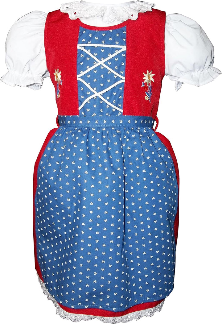 Schrammel Blumenrankerl Schürze Festliches Kinderdirndl Edelstickerei 74-80 Frenchblue, 74-80 French