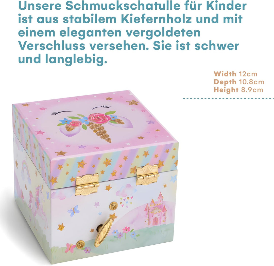 Jewelkeeper Schmuckaufbewahrung für Kinder mit Schublade - Musikalische Aufbewahrungsbox Glitzerndes