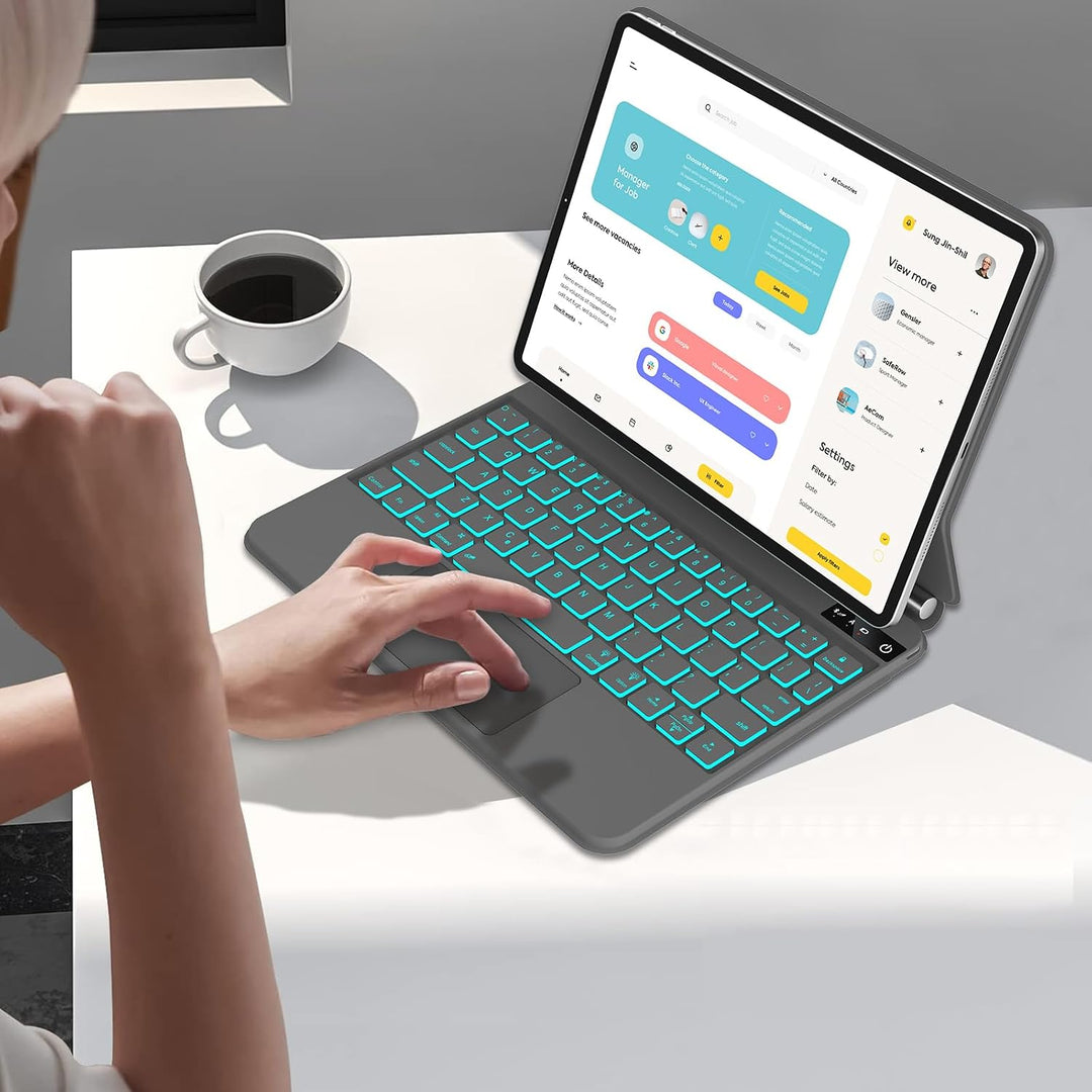 IVEOPPE Magic Tastatur mit hülle für iPad Air 11" (M3 2025/M2 2024) - Deutsches QWERTZ Layout Hinter