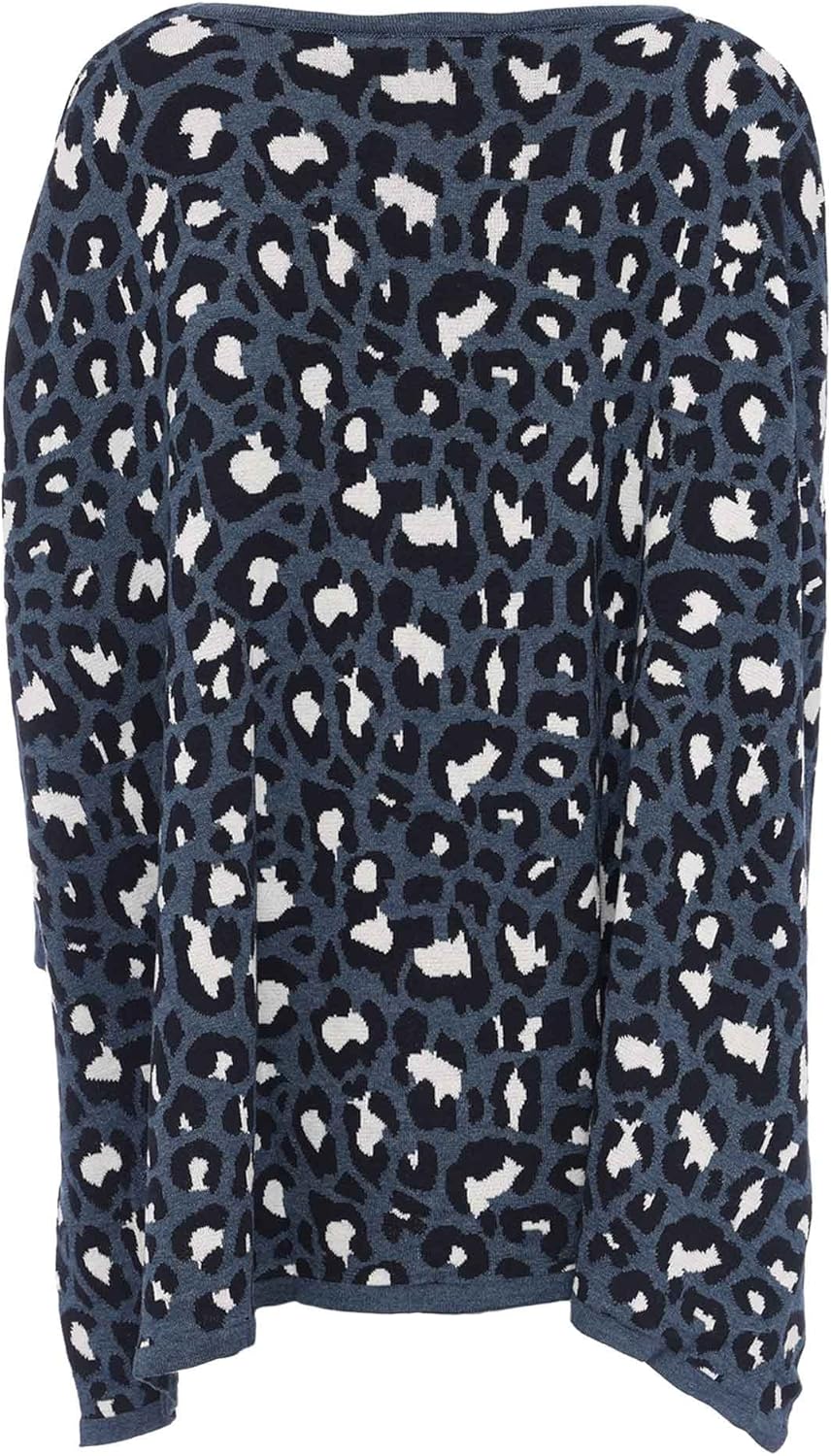 Zwillingsherz Poncho mit Baumwolle im Leo Design - Hochwertiges Cape für Damen Mädchen - XXL Umhänge