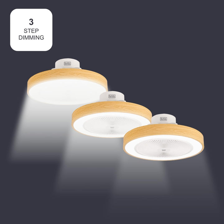 Black+Decker - Deckenventilator BXEFC60E mit LED-Licht | 49 cm | 6 Geschwindigkeiten | Dimmbares Lic