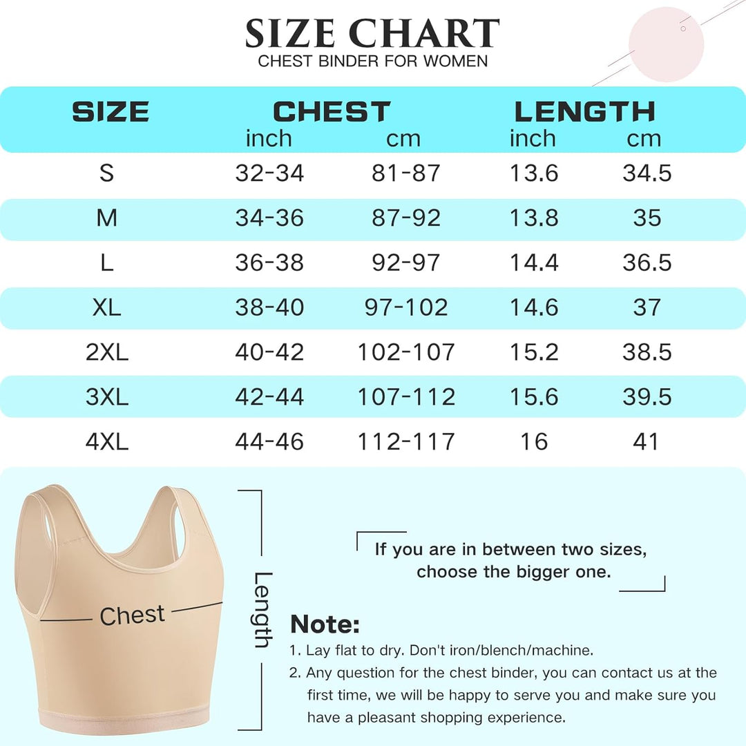 XUJI Atmungsaktive Halb Brust Binder für Transgender FTM Pullover Binder XL N-nude, XL N-nude