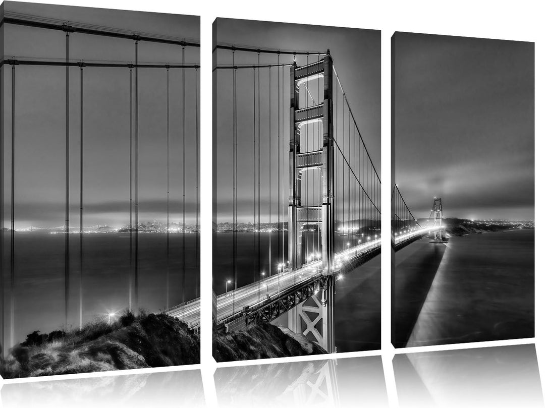 Pixxprint Golden Gate Bridge San Francisco als Leinwandbild/Grösse: 3 Teilig (120x80 cm) cm/Wandbild
