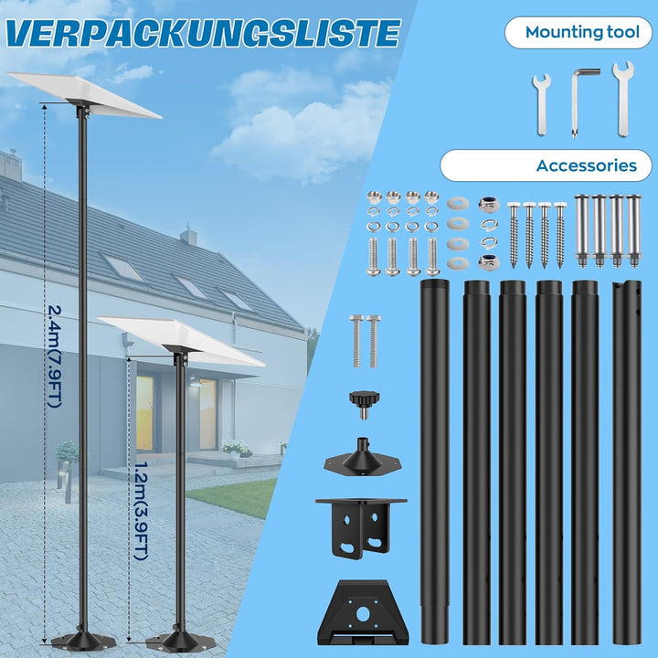 Starlink Gen 3 Halterung IMAYCC 7.9 FT Verstellbare Starlink Gen 3 Pole Mount Kit mit Starlink Gen 3