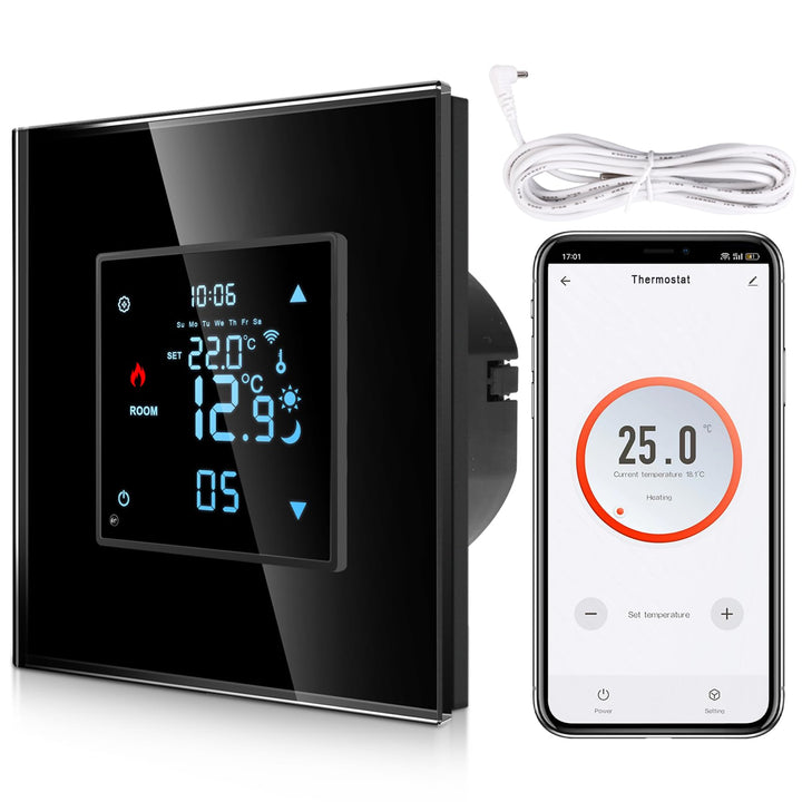 CNBINGO Smart Thermostat Unterputz mit Fühler, Digitaler Raumthermostat für Wasser Fussbodenheizunge