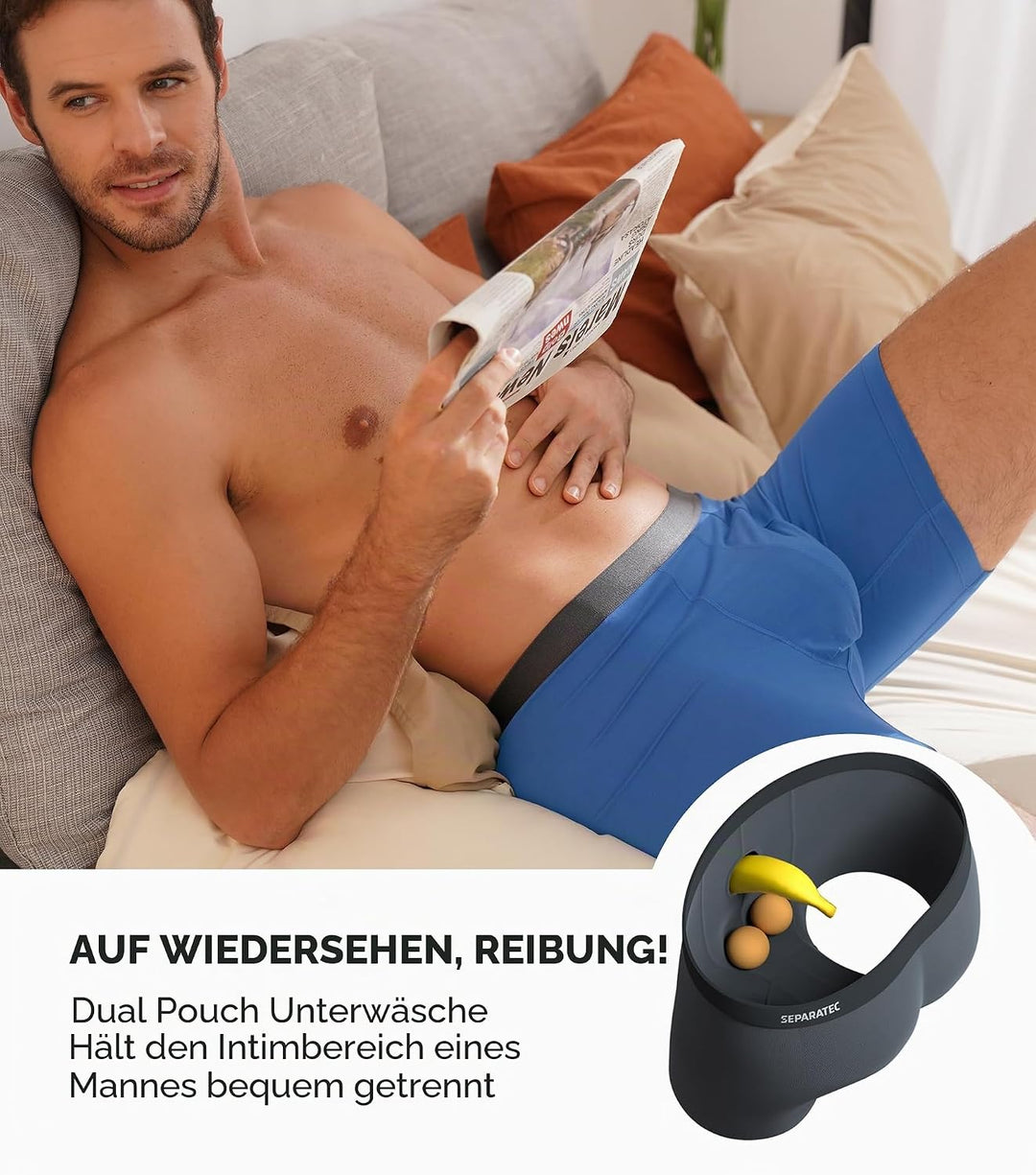 Separatec Boxershorts Herren Bambus Rayon Atmungsaktiv Weich Männer Unterhosen mit Doppelter Beutel