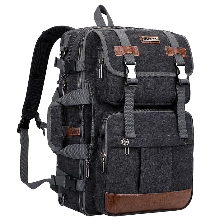 WITZMAN Reiserucksack Herren Canvas 40L Laptop Rucksack Fit 16 Zoll Vintage Rucksack für Herren Gesc