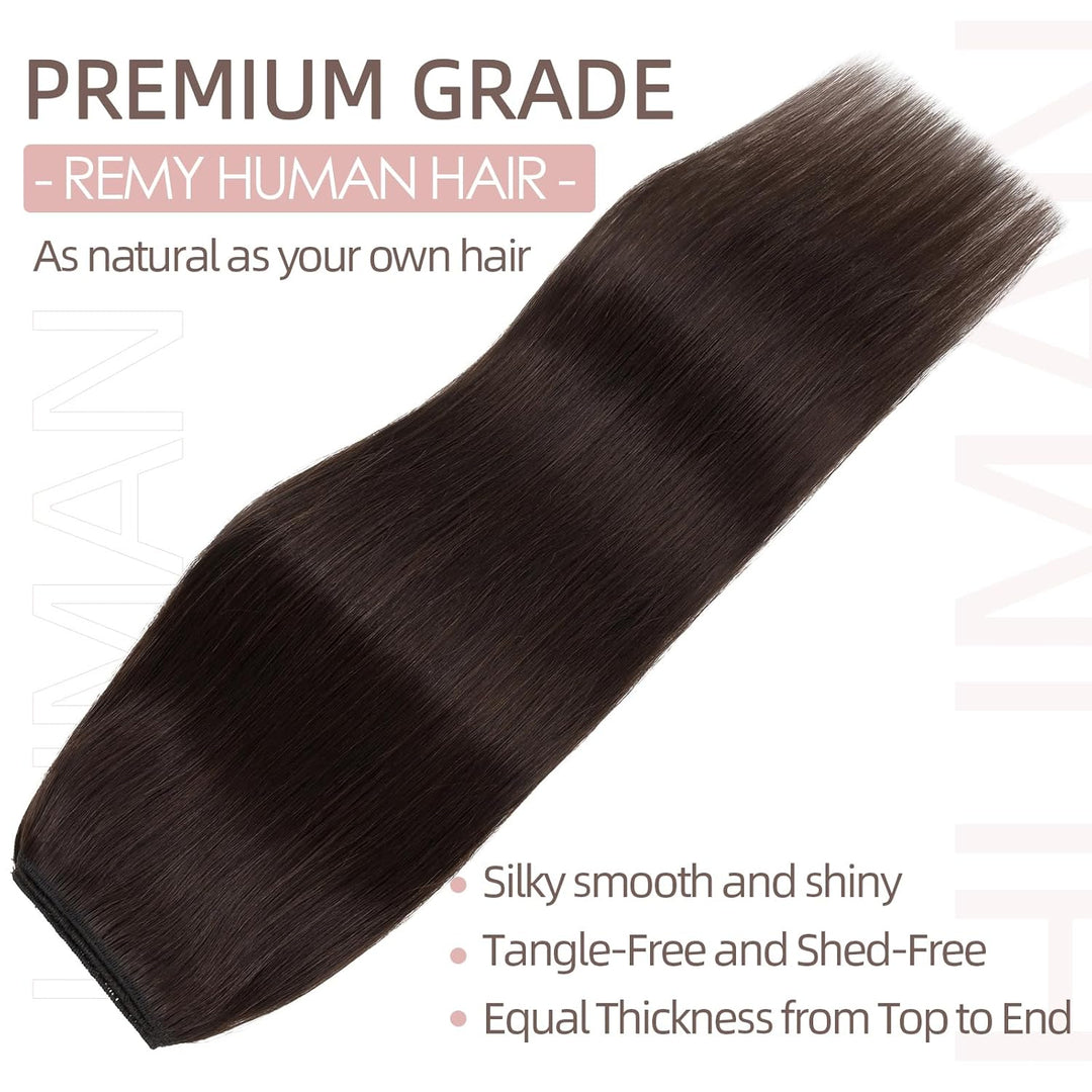 Extensions Echthaar mit transparenter Schnur, Silk-co Wire in ExtensionsDunkelbraun 70g, Secrets Hai