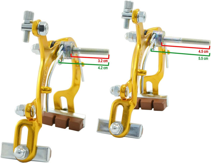 Dia-Compe MX890 Side Pull Caliper Brake Set (F+R) for Old School BMX, Gold, DP2513-FR