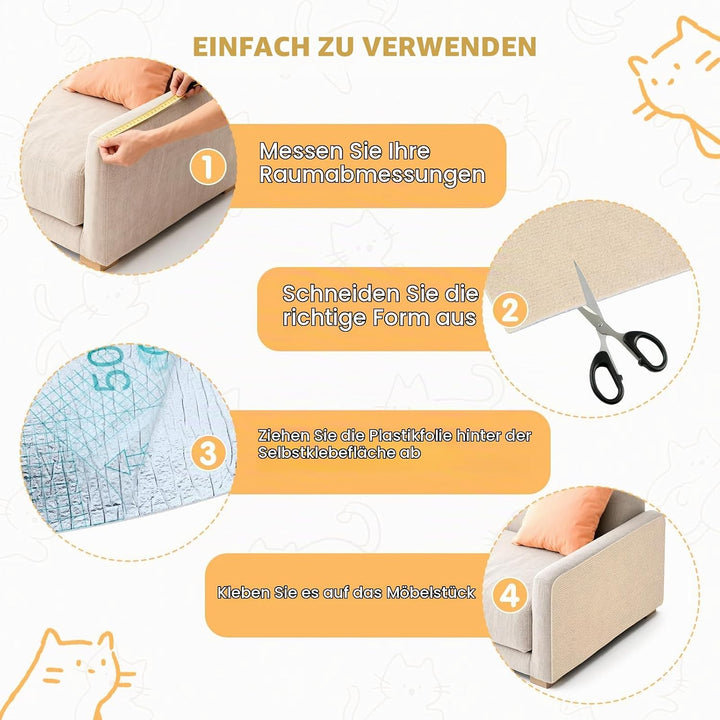 Qoosea Kratzmatte Selbstklebend 200cmx40cm, 2 Stück Selbstklebende Kratzmatte DIY Kratzschutz Katze