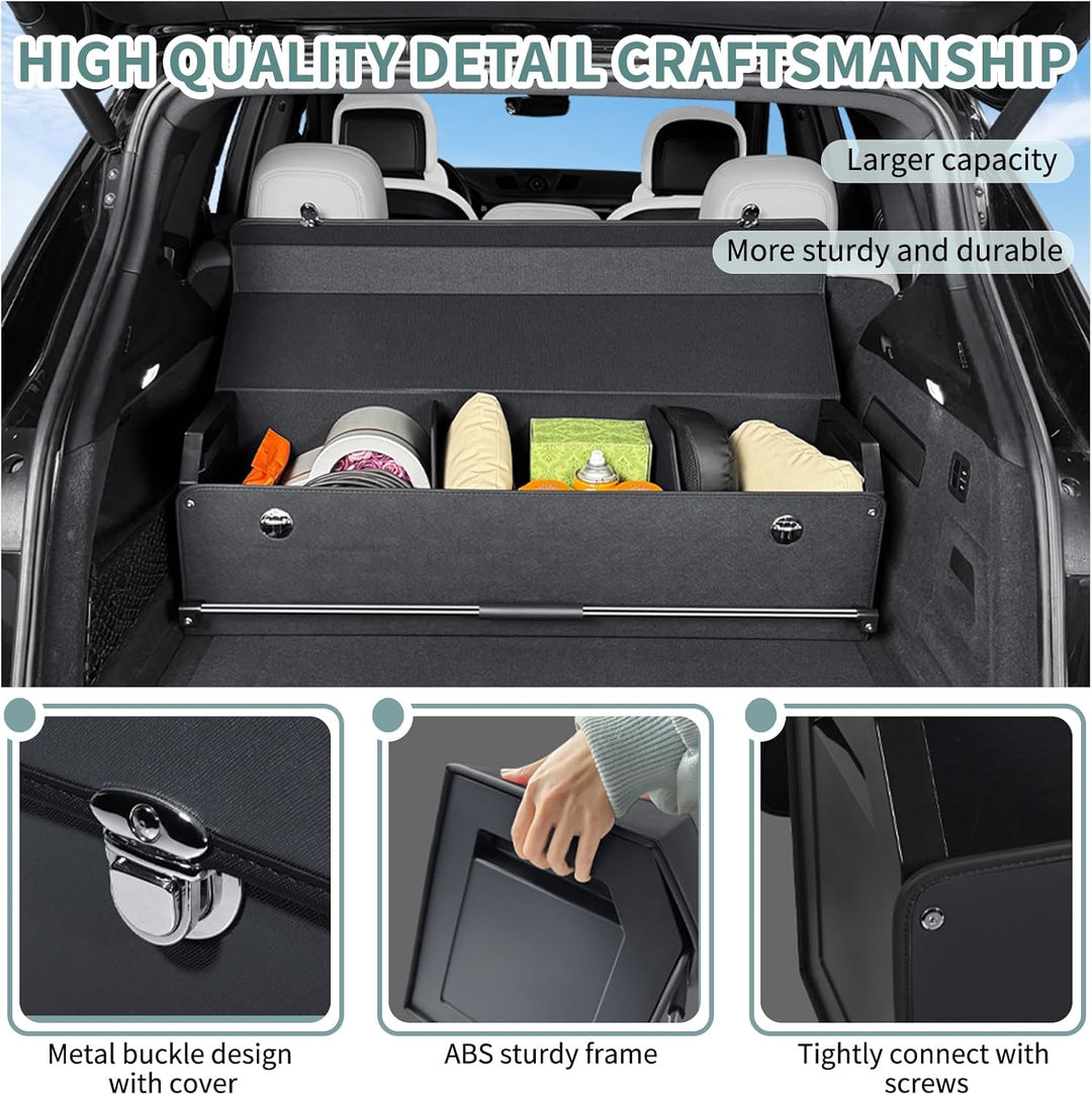 Auto Kofferraum Organizer mit Deckel – Multifunktionale Leder-Aufbewahrungsbox und Stabiler Griff, P
