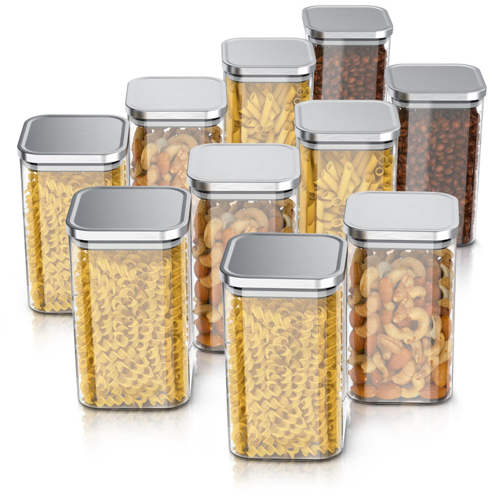 Arendo - Vorratsgläser 1650ml mit Deckel Edelstahl - 10er Set - Behälter aus Glas – hitzebeständig –