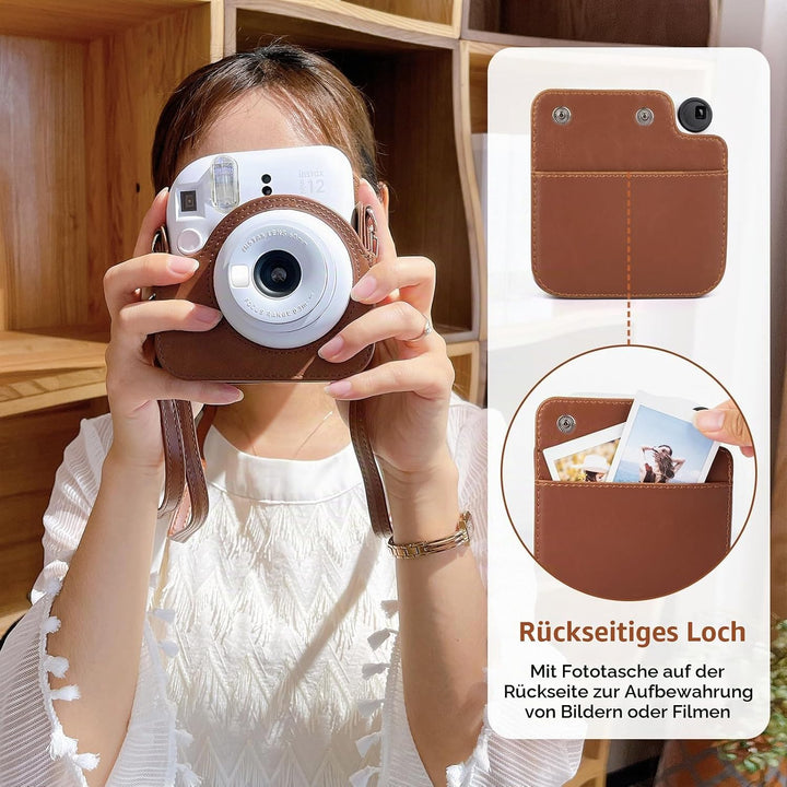 MUZIRI KINOKOO Protective Case for Fuji/Fuji Instax Mini 12 Instant Film Camera - PU Leather Mini 12