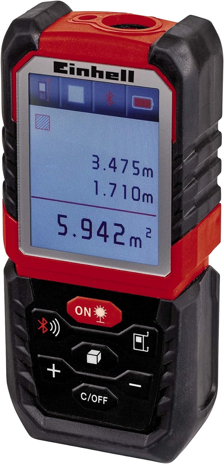 Einhell Laser-Distanzmesser TE-LD 60(Messbereich 0,05 m bis 60 m, mit Addition und Subtraktion, Doku