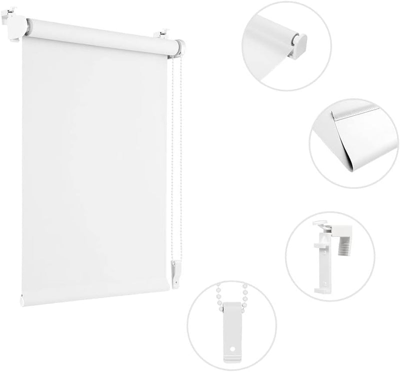 Eurohome Verdunkelungsrollo Thermo Rollo 100x130cm (Stoffbreite 96 cm) Weiss Klemmfix ohne Bohren mi
