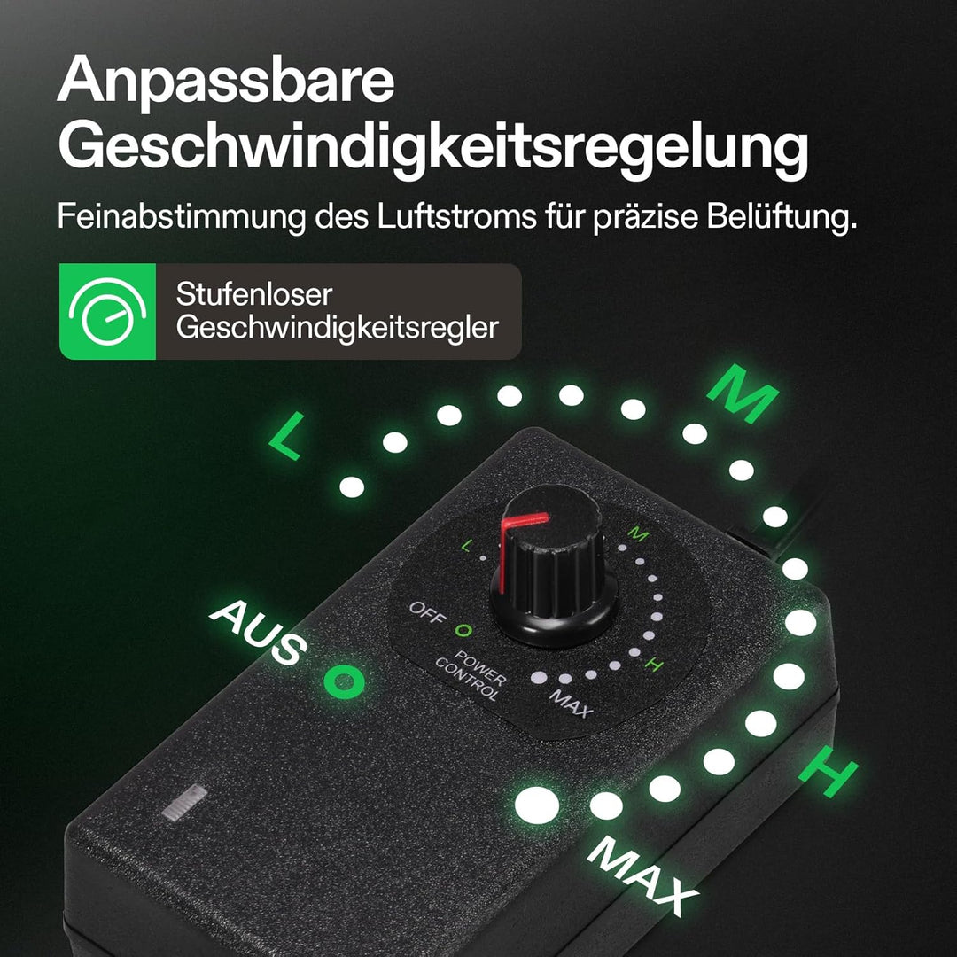 VIVOSUN Rohrventilator 100 mm mit Drehzahlregler, 221 m³/h leiser EC Rohrlüfter, Abluftventilator fü