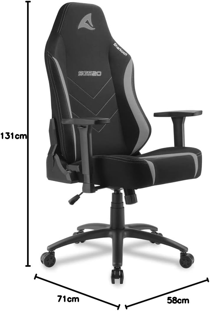 Sharkoon Silla SGS20 Fabric Negro/GRIS Gaming Stuhl, Legierter Stahl, Schwarz/Grau, Normal