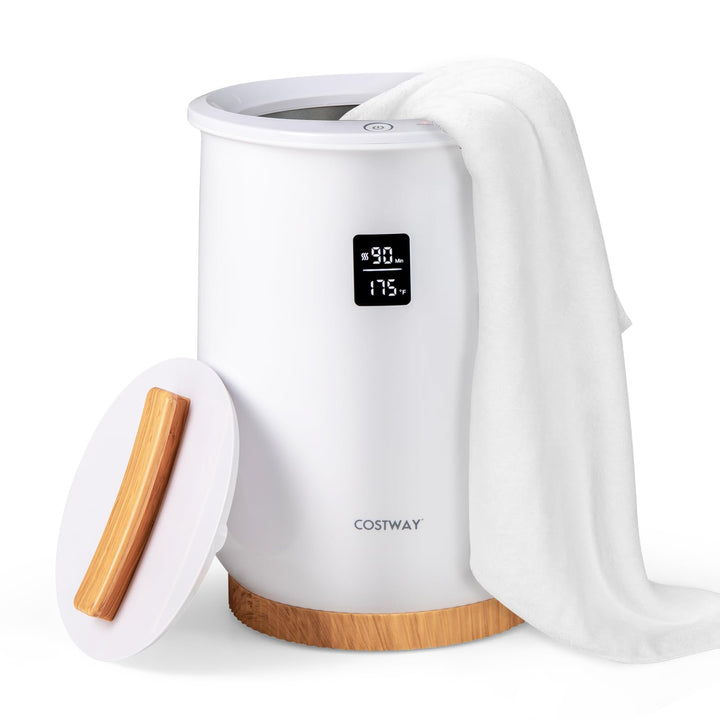 COSTWAY 20L Handtuchwärmer Eimer, Handtuchtrockner mit LED-Anzeige, 1-Knopf-Bedienung & Timer, Decke