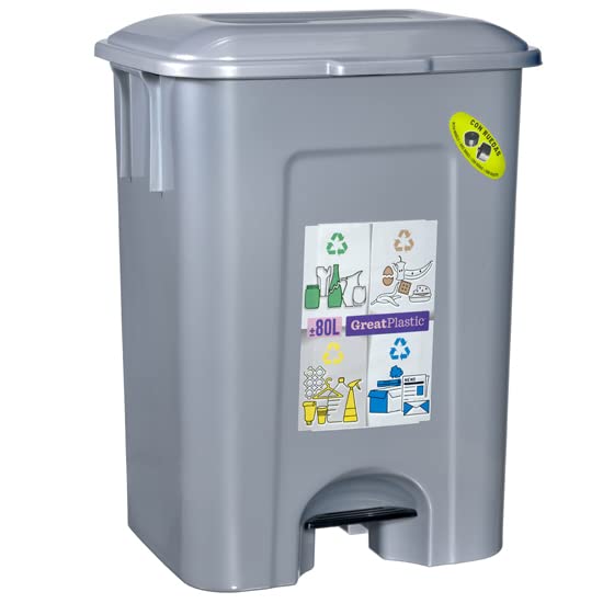 COM-FORT HOUSE | Mülleimer mit Pedal | Fassungsvermögen 80 Liter | Recyclingeimer | Küchenabfalleime