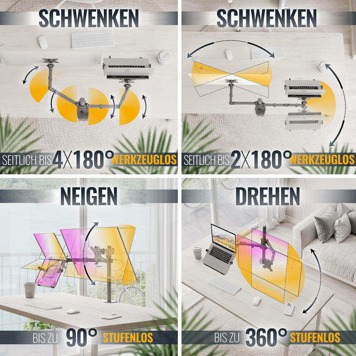 RICOO Monitorhalterung mit Laptop Arm Monitor Halterung Tisch Höhenverstellbar für 13-29 Zoll VESA T