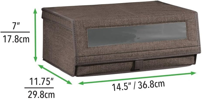 mDesign 4er-Set Schuhaufbewahrung aus Stoff – stapelbare Schuhbox mit Sichtfenster, Klettverschluss