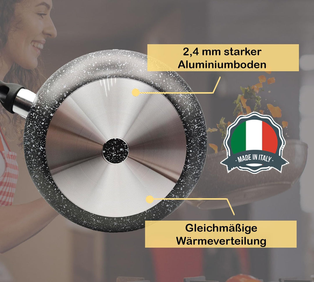 RollitPop Wok-Antihaftpfanne Ø 28 cm aus Aluminium, Made in Italy, leicht zu reinigen, perfekte Anti