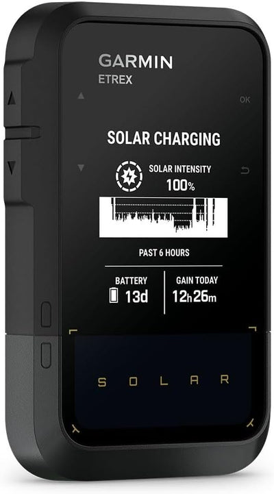 eTrex Solar GPS-Handgerät mit Solarladung, 2,2" Display - Kompass, Tracback, Geocaching Modus, Multi