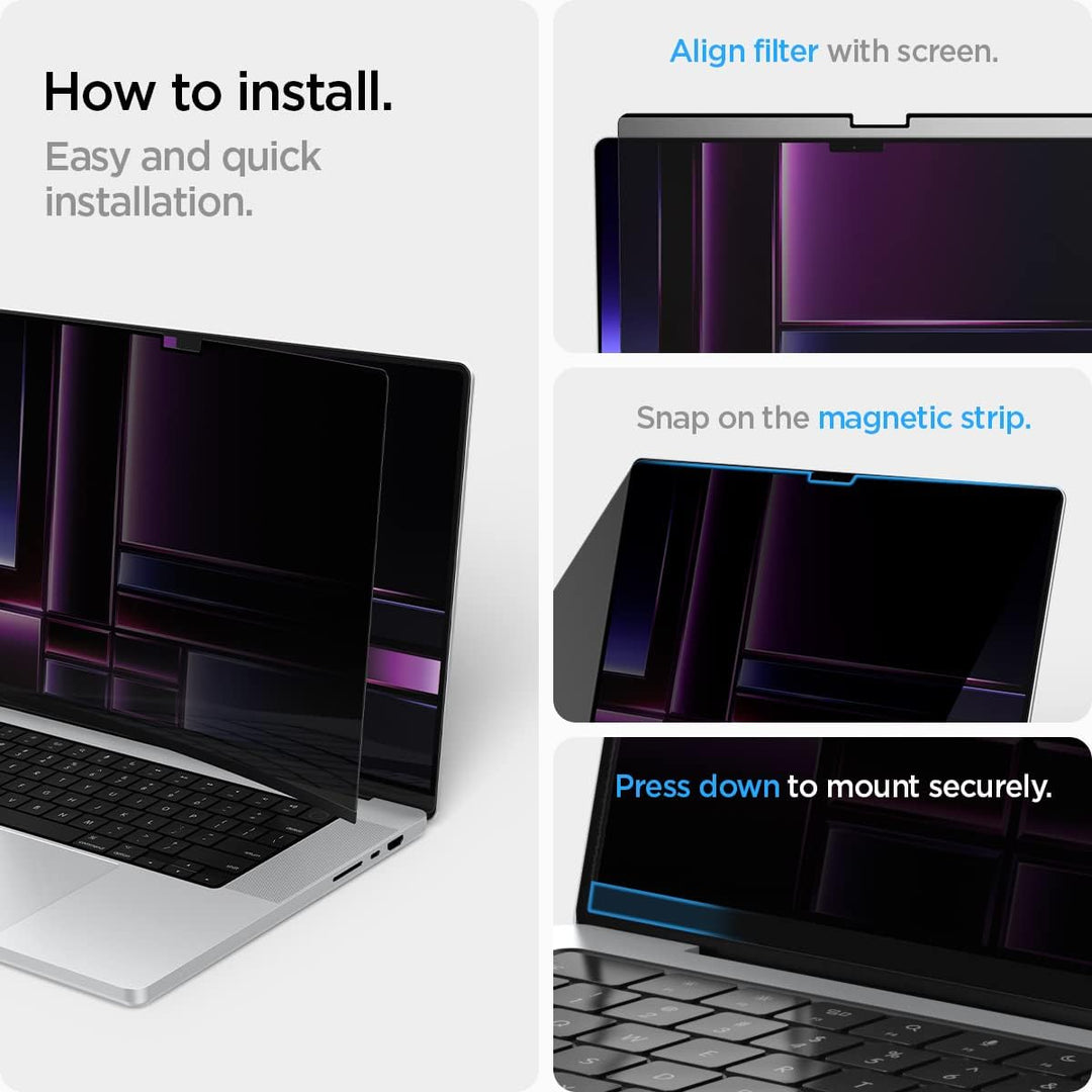 Spigen SafeView Magnetischer Blickschutzfilter für MacBook Pro 16 Zoll (ab 2021, M3 / M3 Pro / M3 Ma